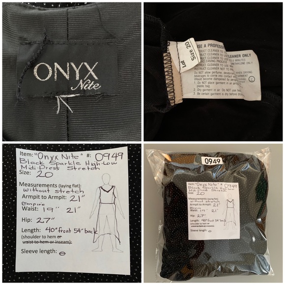 🔥5/$20🔥 “Onyx Nite” Black Sparkle High Low Midi-Dress size 20 - Picture 11 of 12